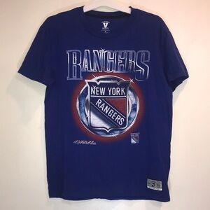 New York Rangers Hockey NHL Vintage Hockey Graphic Tee Mens Small Blue